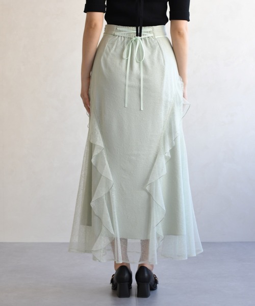 31 Sons de mode（トランテアン　ソン　ドゥ　モード）の「2026春夏新作 レースセミマーメイドスカート（スカート・レディース・オフホワイト/ライトグリーン・S/M）」の21枚目の写真
