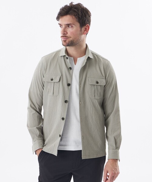 EPOCA UOMO（エポカウォモ）の「＊Safari5月号掲載＊ミニワッシャーシャツ（シャツ/ブラウス・メンズ・ベージュ系その他3/ダークネイビー・48/46）」の2枚目の写真