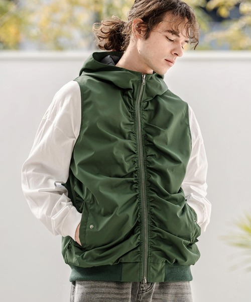 セオリーフーデットベスト Theory - theory 23AW カシミヤ混ダブルフェイス素材 フード付きベスト