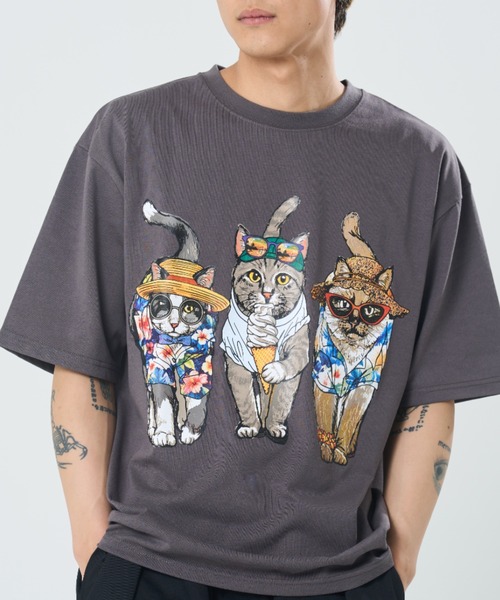 CORISCO(コリスコ)の「アロハアニマル柄TEE(M1)(Tシャツ/カットソー・メンズ・ブラック系1/グレー系1/グレー系2/ホワイト系2/ホワイト系1/ブラック系2/キナリ/オートミール・X-LARGE/LARGE/MEDIUM)」の6枚目の写真