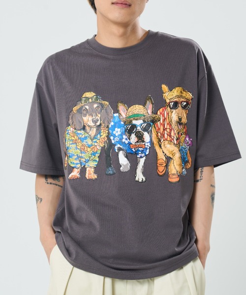 CORISCO(コリスコ)の「アロハアニマル柄TEE(M1)(Tシャツ/カットソー・メンズ・ブラック系1/グレー系1/グレー系2/ホワイト系2/ホワイト系1/ブラック系2/キナリ/オートミール・X-LARGE/LARGE/MEDIUM)」の7枚目の写真