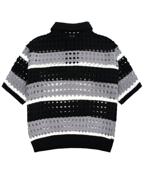 CACTUSDONUTMARKET(カクタスドーナツマーケット)の「Net Stripe Collar knit - Black(ニット/セーター・メンズ・その他・MEDIUM)」の3枚目の写真
