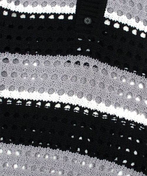 CACTUSDONUTMARKET(カクタスドーナツマーケット)の「Net Stripe Collar knit - Black(ニット/セーター・メンズ・その他・MEDIUM)」の5枚目の写真