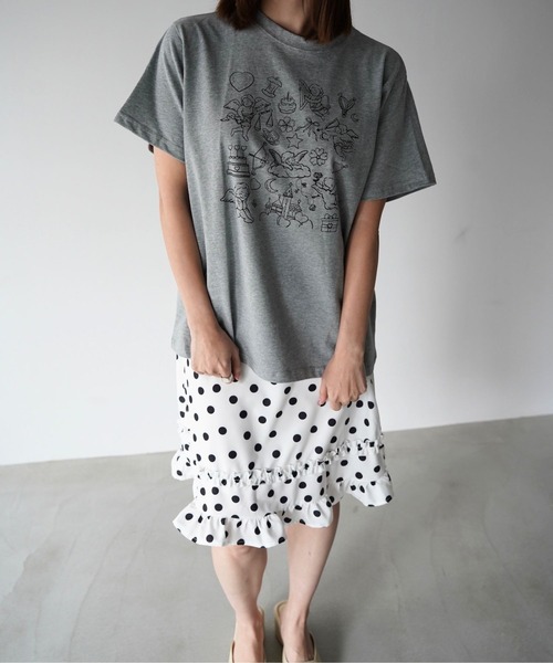 SANSeLF(サンセルフ)の「【SANSeLF】エンジェルモチーフTシャツ saw26s038(Tシャツ/カットソー・レディース・グレー/ホワイト・FREE)」の5枚目の写真