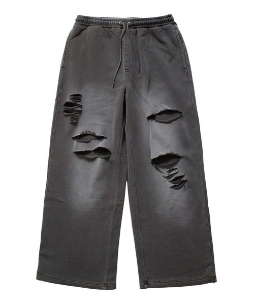 X-girl(エックスガール)の「DISTRESSED SWEATPANTS(スウェットパンツ・レディース・オレンジ/ブラック/オリーブ・S/M)」の2枚目の写真