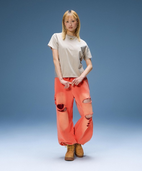 X-girl(エックスガール)の「DISTRESSED SWEATPANTS(スウェットパンツ・レディース・オレンジ/ブラック/オリーブ・S/M)」の20枚目の写真