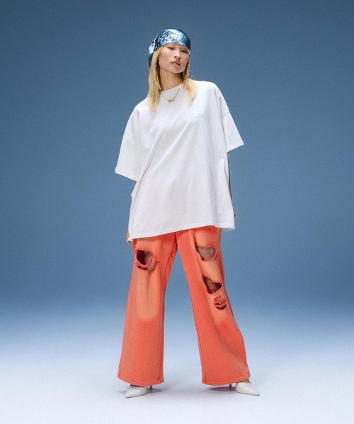 X-girl(エックスガール)の「DISTRESSED SWEATPANTS(スウェットパンツ・レディース・オレンジ/ブラック/オリーブ・S/M)」の22枚目の写真