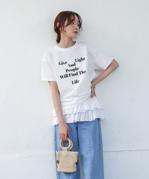 Bab（バブ）の「コットンフリルキャミトップス（キャミソール・レディース・オフホワイト/ブラック・MEDIUM）」の8枚目の写真