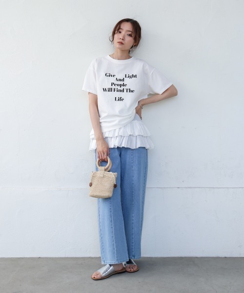 Bab（バブ）の「コットンフリルキャミトップス（キャミソール・レディース・オフホワイト/ブラック・MEDIUM）」の9枚目の写真