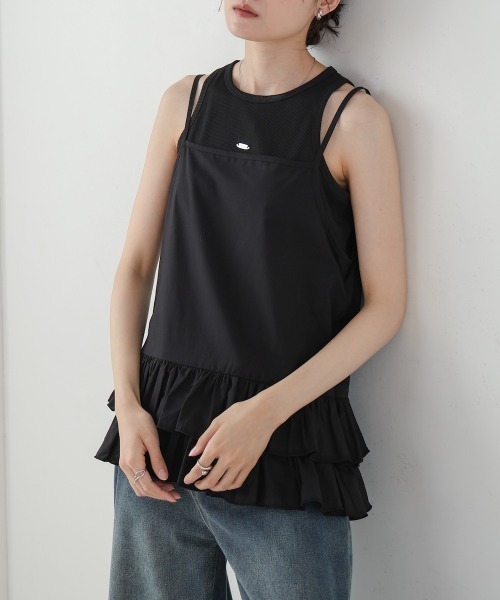 Bab（バブ）の「コットンフリルキャミトップス（キャミソール・レディース・オフホワイト/ブラック・MEDIUM）」の21枚目の写真