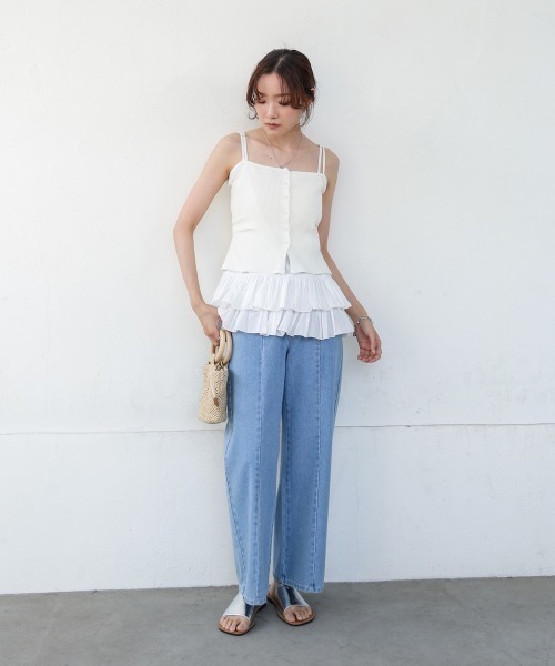 Bab（バブ）の「コットンフリルキャミトップス（キャミソール・レディース・オフホワイト/ブラック・MEDIUM）」の13枚目の写真