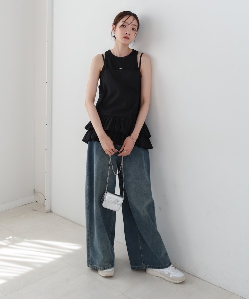 Bab（バブ）の「コットンフリルキャミトップス（キャミソール・レディース・オフホワイト/ブラック・MEDIUM）」の22枚目の写真