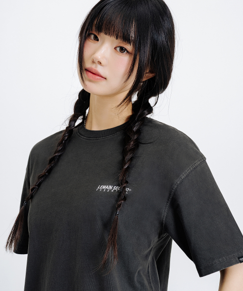 LEMAIN SECOND（リメインセカンド）の「ベーシックロゴプリントオーバーサイズ半袖Tシャツ[ピグメントチャコール]（Tシャツ/カットソー・レディース・その他・SMALL/MEDIUM/LARGE/X-LARGE）」の6枚目の写真
