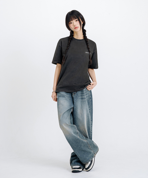 LEMAIN SECOND（リメインセカンド）の「ベーシックロゴプリントオーバーサイズ半袖Tシャツ[ピグメントチャコール]（Tシャツ/カットソー・レディース・その他・SMALL/MEDIUM/LARGE/X-LARGE）」の7枚目の写真