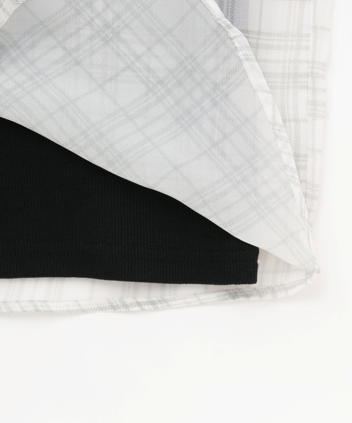 PINK-latte（ピンクラテ）の「肩あきシアーチェックドッキングシャツ（シャツ/ブラウス・キッズ・オフホワイト/サックスブルー/ライトピンク/ブラック・130cm/120cm/160cm/150cm/140cm）」の9枚目の写真