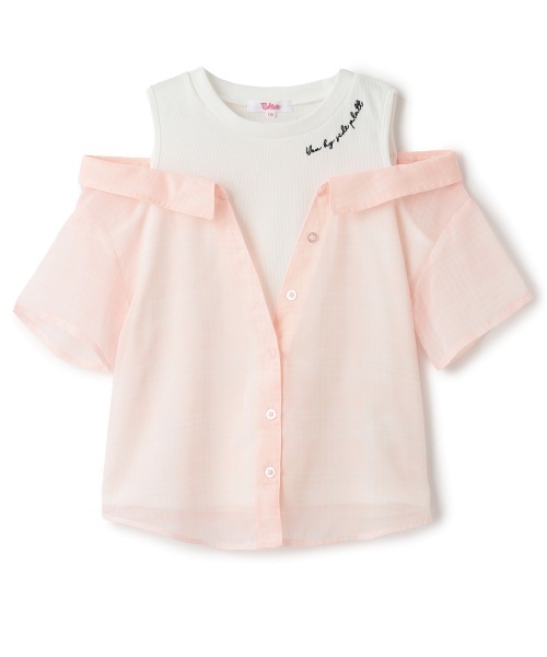 PINK-latte（ピンクラテ）の「肩あきシアーチェックドッキングシャツ（シャツ/ブラウス・キッズ・オフホワイト/サックスブルー/ライトピンク/ブラック・130cm/120cm/160cm/150cm/140cm）」の13枚目の写真