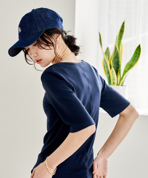 FREAK'S STORE(フリークスストア)の「コットンモダール ヘンリーネック 半袖Tシャツ(Tシャツ/カットソー・レディース・ホワイト/ライトグレー/ピンク/ネイビー/ブラック・フリ-)」の19枚目の写真