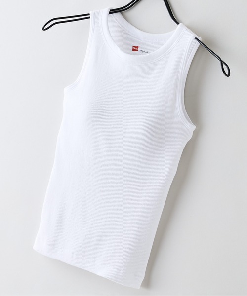 HANES(ヘインズ)の「【HANES/ヘインズ】【大人のアメリカンスリーブ】カップ付 タンクトップ 伸縮テレコ素材 安定のアンダーゴム仕様 丸胴(タンクトップ・レディース・ブラック/ホワイト/ブラウン・FREE)」の1枚目の写真