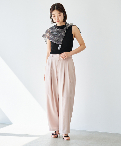 IENA（イエナ）の「ECOSPLASH リブボートネックプルオーバー（ニット/セーター・レディース・ブラック/ベージュ系その他/ホワイト・FREE）」の4枚目の写真