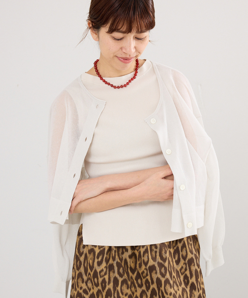 IENA（イエナ）の「ECOSPLASH リブボートネックプルオーバー（ニット/セーター・レディース・ブラック/ベージュ系その他/ホワイト・FREE）」の14枚目の写真