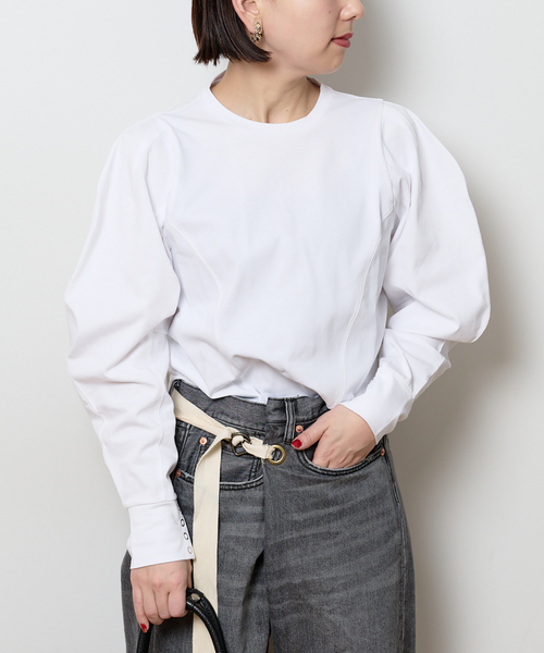 Bonum（ボナム）の「タックデザインロングスリーブTEE（Tシャツ/カットソー・レディース・ホワイト・FREE）」の11枚目の写真