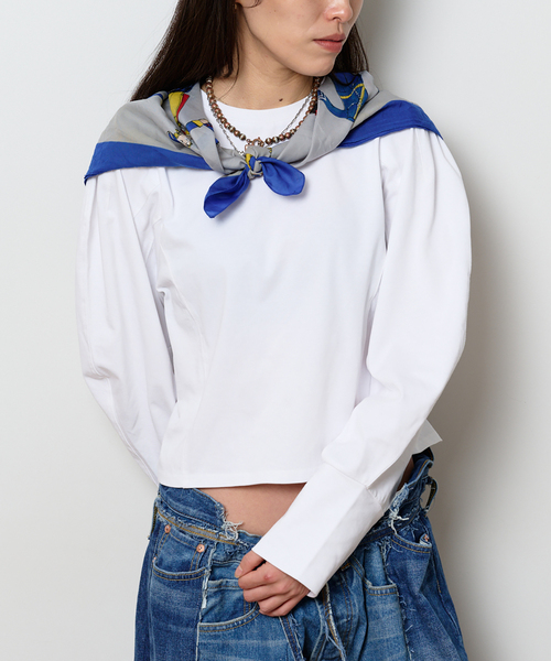 Bonum（ボナム）の「タックデザインロングスリーブTEE（Tシャツ/カットソー・レディース・ホワイト・FREE）」の7枚目の写真