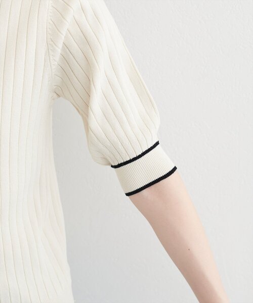 natural couture(ナチュラルクチュール)の「パール付きボータイバイカラーニット(ニット/セーター・レディース・オフホワイト/サックスブルー/ピンク/ネイビー/ラベンダー・FREE)」の15枚目の写真