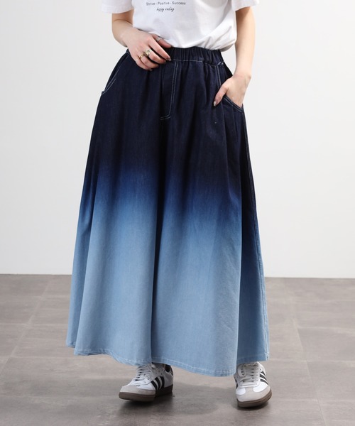 Anna Nicola(アンナニコラ)の「Anna Nicola デニムグラデーションスカート(デニムスカート・レディース・インディゴブルー/ブルー・38)」の3枚目の写真