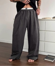 DOUBLE STEAL | DSワイドシルエットストライプドレープイージーパンツ(その他パンツ)