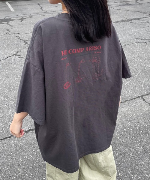 CRB(シーアールビー)の「キャットバックプリントビッグTシャツ(Tシャツ/カットソー・レディース・チャコール/オフホワイト/ベージュ・F)」の13枚目の写真