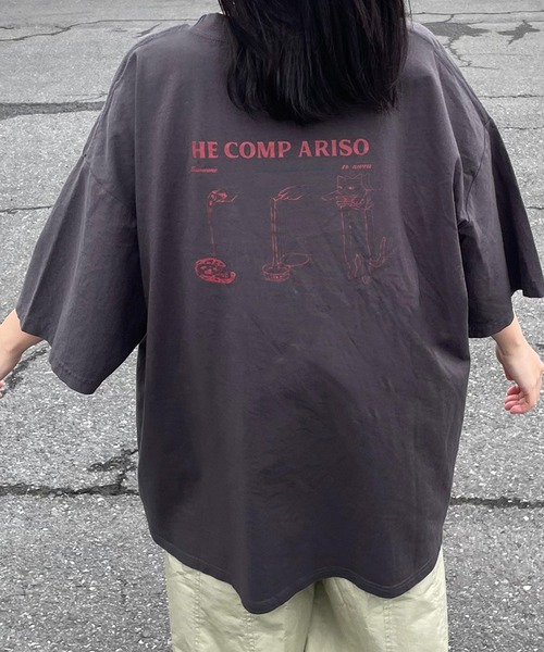 CRB(シーアールビー)の「キャットバックプリントビッグTシャツ(Tシャツ/カットソー・レディース・チャコール/オフホワイト/ベージュ・F)」の14枚目の写真