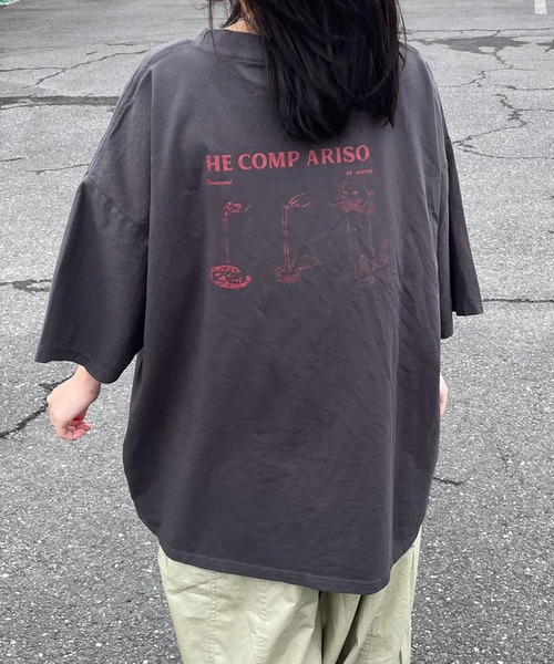 CRB(シーアールビー)の「キャットバックプリントビッグTシャツ(Tシャツ/カットソー・レディース・チャコール/オフホワイト/ベージュ・F)」の15枚目の写真