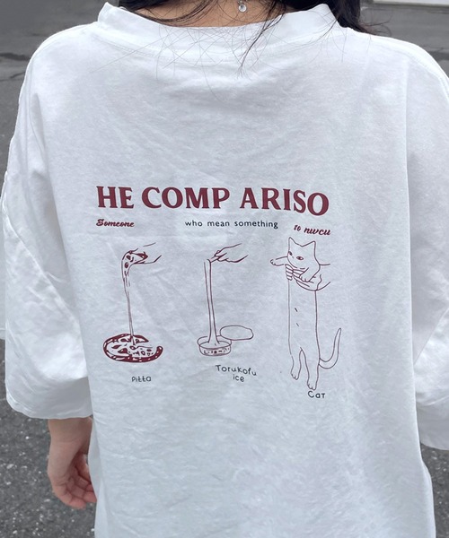 CRB(シーアールビー)の「キャットバックプリントビッグTシャツ(Tシャツ/カットソー・レディース・チャコール/オフホワイト/ベージュ・F)」の22枚目の写真