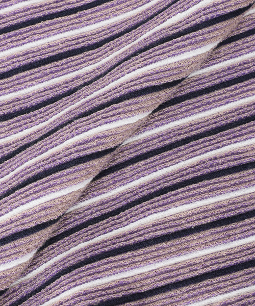 JOURNAL STANDARD（ジャーナルスタンダード）の「ポップ ボーダー パイル Tシャツ（Tシャツ/カットソー・メンズ・パープル/ブルー系その他/ブラック系その他・LARGE/MEDIUM）」の6枚目の写真