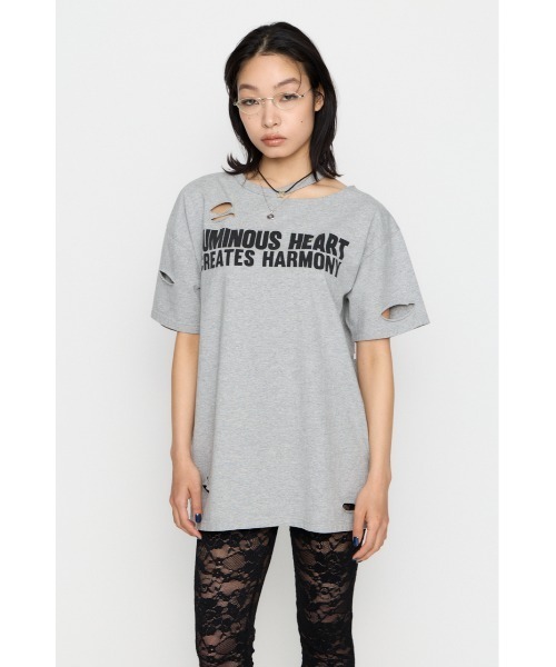 LAGUA GEM(ラグアジェム)の「CRASH LETTER OVER Tシャツ(Tシャツ/カットソー・レディース・ホワイト/杢グレー/ターコイズブルー・FREE)」の13枚目の写真