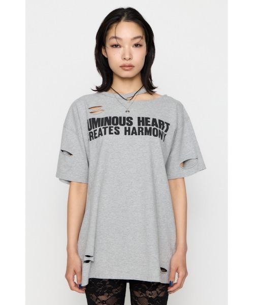 LAGUA GEM(ラグアジェム)の「CRASH LETTER OVER Tシャツ(Tシャツ/カットソー・レディース・ホワイト/杢グレー/ターコイズブルー・FREE)」の15枚目の写真