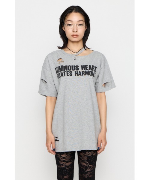 LAGUA GEM(ラグアジェム)の「CRASH LETTER OVER Tシャツ(Tシャツ/カットソー・レディース・ホワイト/杢グレー/ターコイズブルー・FREE)」の11枚目の写真