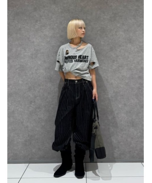 LAGUA GEM(ラグアジェム)の「CRASH LETTER OVER Tシャツ(Tシャツ/カットソー・レディース・ホワイト/杢グレー/ターコイズブルー・FREE)」の6枚目の写真
