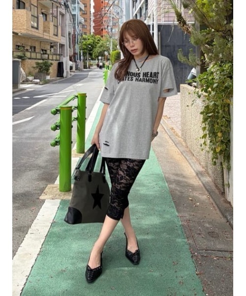 LAGUA GEM(ラグアジェム)の「CRASH LETTER OVER Tシャツ(Tシャツ/カットソー・レディース・ホワイト/杢グレー/ターコイズブルー・FREE)」の8枚目の写真