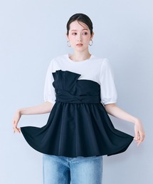 試着のみ　Rose Tiara 半袖 ペプラムトップス 袖リボン 46 Rose Tiara｜ローズティアラのTシャツ/カットソー（半袖）通販 - ZOZOTOWN