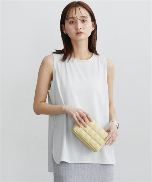 nissen(ニッセン)の「ラメニットソーラウンドヘムタンクトップ(Tシャツ/カットソー・レディース・ブラック/オフホワイト・M/L/LL)」の14枚目の写真