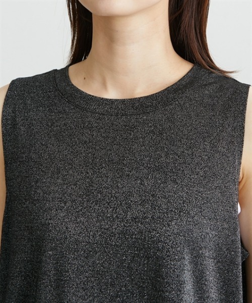 nissen(ニッセン)の「ラメニットソーラウンドヘムタンクトップ(Tシャツ/カットソー・レディース・ブラック/オフホワイト・M/L/LL)」の20枚目の写真