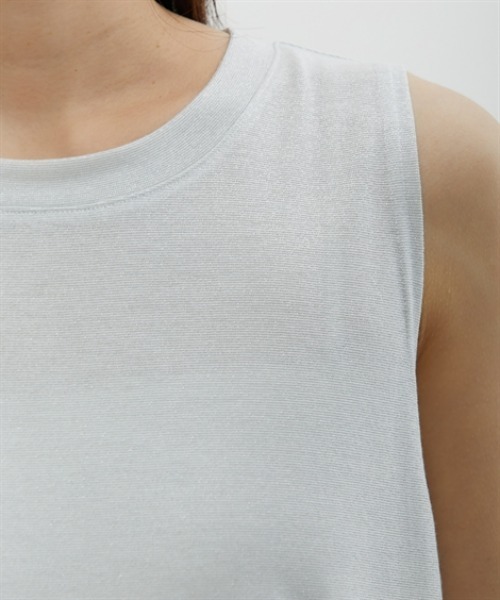 nissen(ニッセン)の「ラメニットソーラウンドヘムタンクトップ(Tシャツ/カットソー・レディース・ブラック/オフホワイト・M/L/LL)」の19枚目の写真