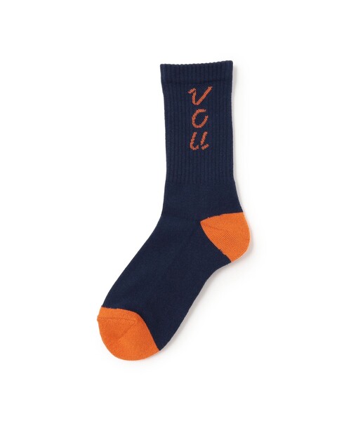 TOKYO CULTUART by BEAMS(トウキョウカルチャートバイビームス)の「VOU / LOGO&LOG SOX ②(ソックス/靴下・レディース・ネイビー/グリーン・ONE SIZE)」の1枚目の写真