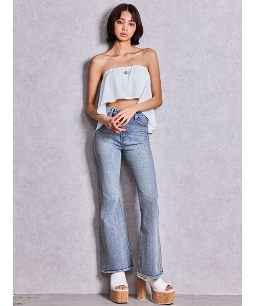GYDA(ジェイダ)の「BACK LONGベアトップス(チューブトップ・レディース・ブラック/オフホワイト・FREE)」の5枚目の写真