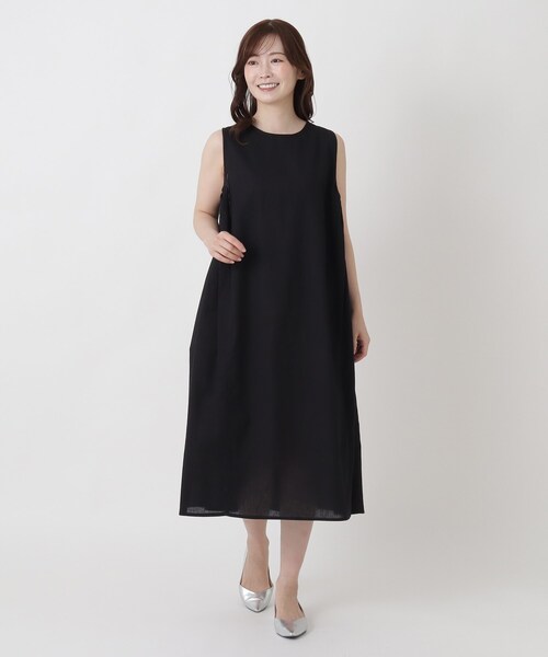 one'sterrace(ワンズテラス)の「綿麻 サイドギャザー ノースリーブワンピース(ワンピース・レディース・ベージュ系8/ブラック系8/レッド系9・02)」の8枚目の写真