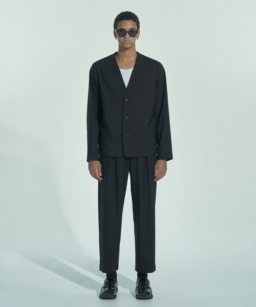 VICTIM（ヴィクティム）の「VICTIM ヴィクティム / COLLARLESS WOOL JACKET セットアップカラーレスウールテーラードジャケット / VTM-26-O-002（ノーカラージャケット・メンズ・ネイビー/ブラック・2/1）」の6枚目の写真