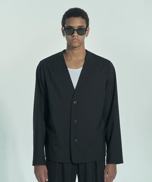 VICTIM（ヴィクティム）の「VICTIM ヴィクティム / COLLARLESS WOOL JACKET セットアップカラーレスウールテーラードジャケット / VTM-26-O-002（ノーカラージャケット・メンズ・ネイビー/ブラック・2/1）」の7枚目の写真