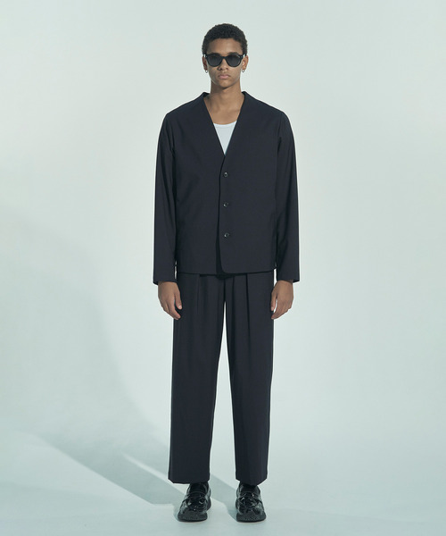 VICTIM（ヴィクティム）の「VICTIM ヴィクティム / COLLARLESS WOOL JACKET セットアップカラーレスウールテーラードジャケット / VTM-26-O-002（ノーカラージャケット・メンズ・ネイビー/ブラック・2/1）」の8枚目の写真