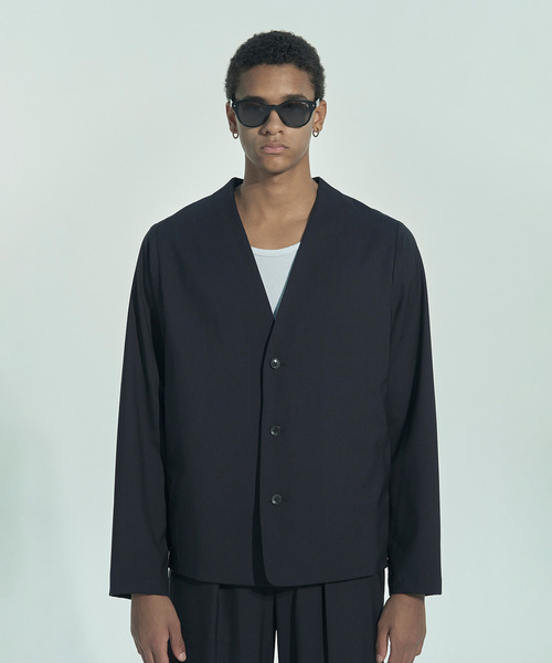VICTIM（ヴィクティム）の「VICTIM ヴィクティム / COLLARLESS WOOL JACKET セットアップカラーレスウールテーラードジャケット / VTM-26-O-002（ノーカラージャケット・メンズ・ネイビー/ブラック・2/1）」の9枚目の写真